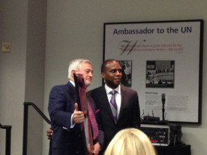 Main Donor David Janes thanked by Dean Reggie Gilyard
